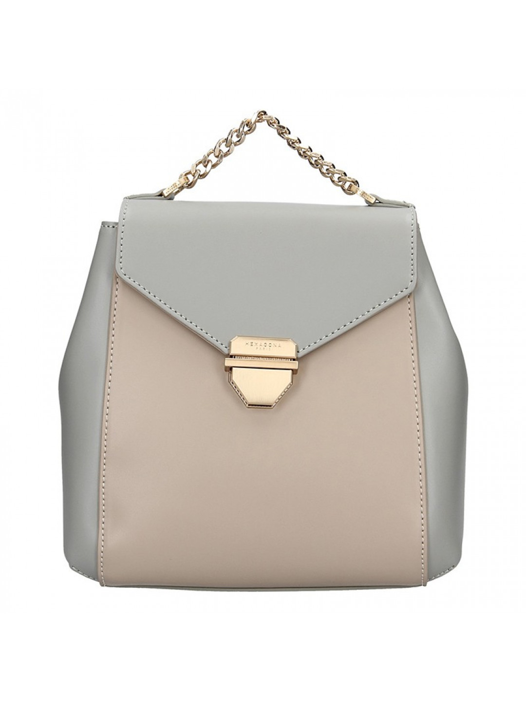 Elegantní dámský kožený batoh Hexagona Reina – šedo-béžová